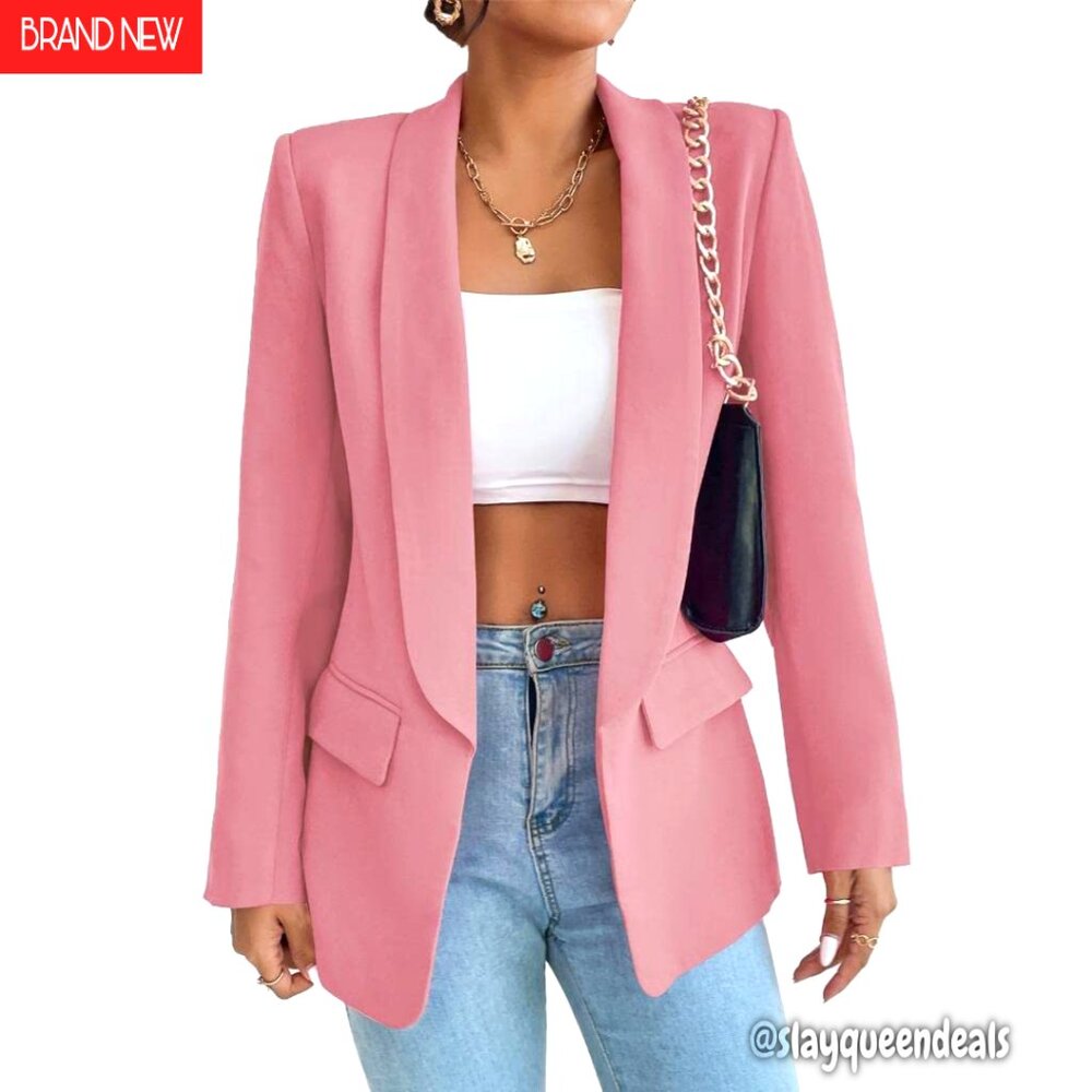 Polyester Spandex Blazer Slim Fit Long Sleeve Pockets Business Casual